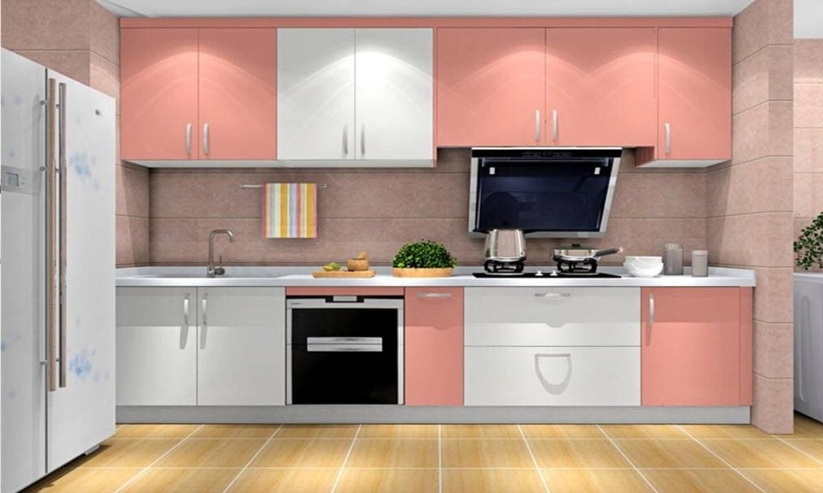 Розовый цвет в дизайне кухни с гарнитуром