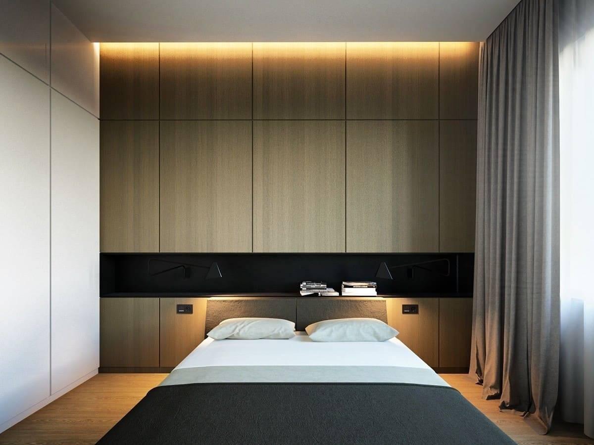Спальня в стиле минимализм с балансированным интерьером